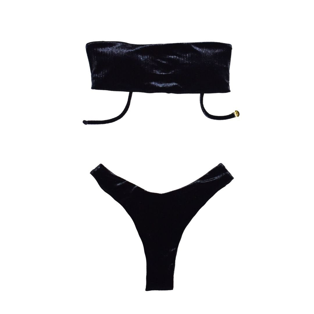 Amanda Negro Terciopelo Strapless Bottom