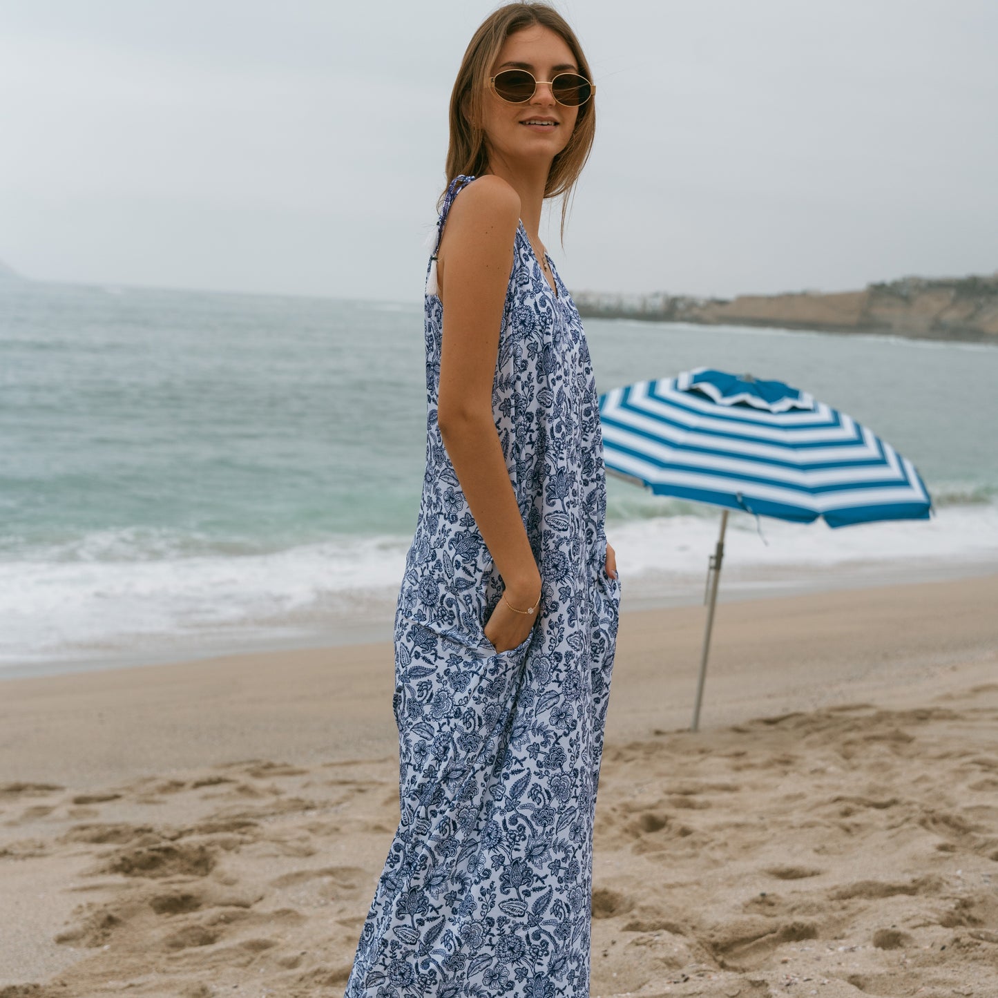 VESTIDO-SALIDA BAHIA Flores Azules