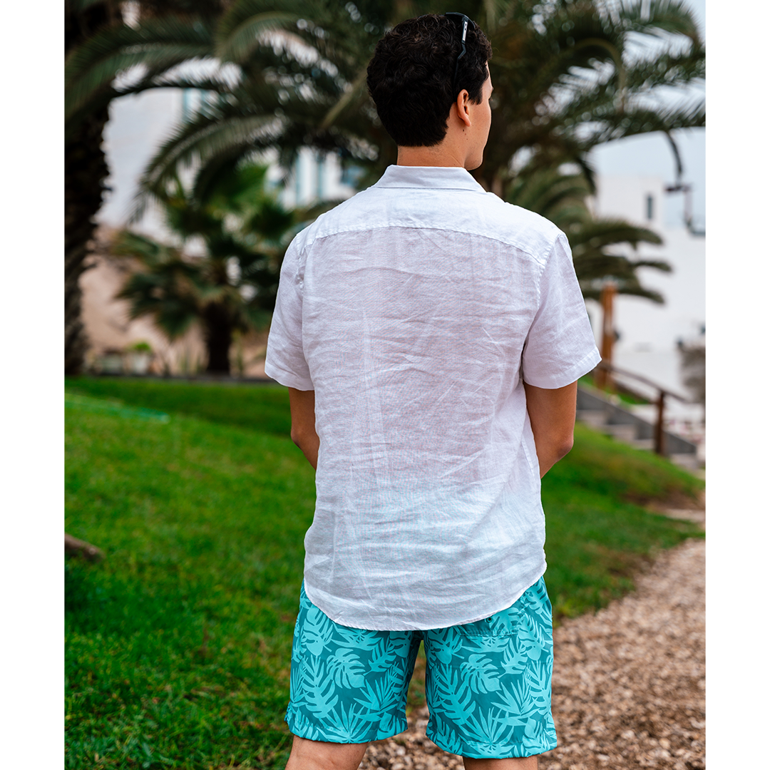 Short Hombre Palmas Turquesa