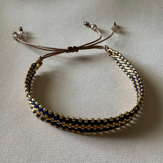 PULSERA AZUL Y DORADO