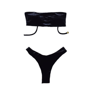 Amanda Negro Terciopelo Strapless Top