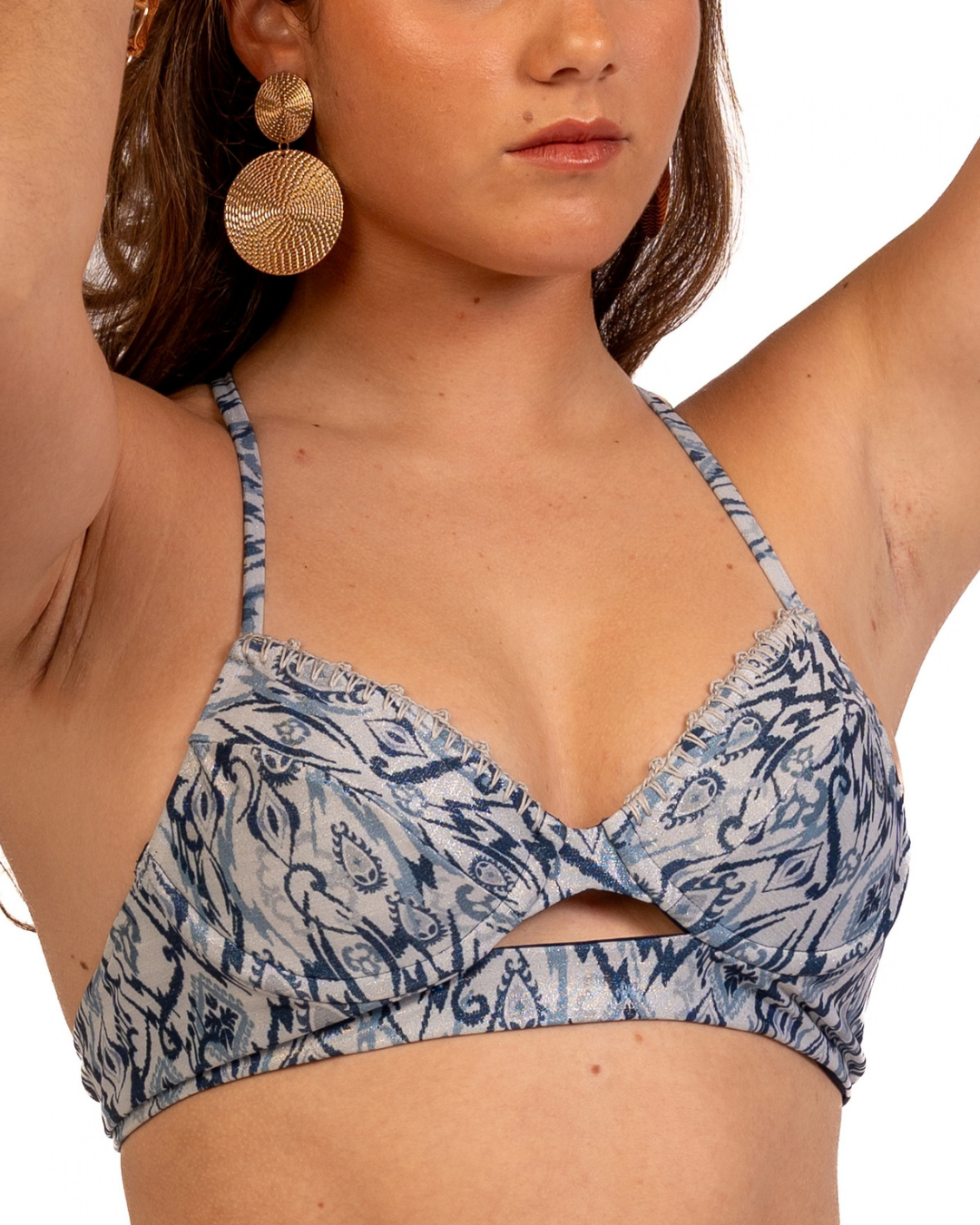 Florencia Azul Tribal Top | Zalia Bikinis - ropa de baño peruana