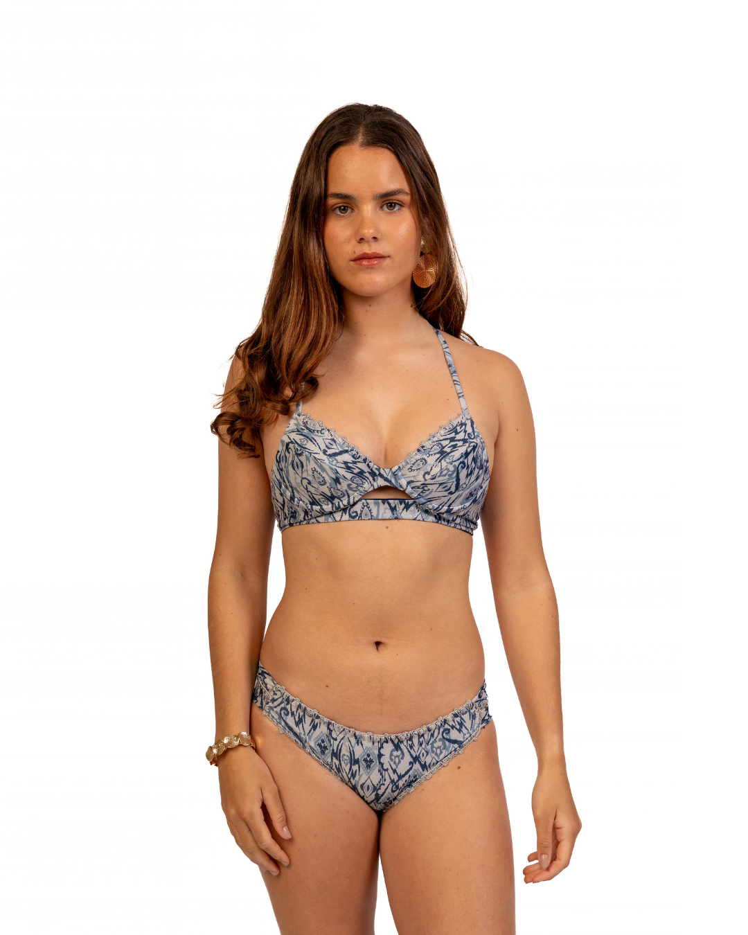Florencia Azul Tribal Top | Zalia Bikinis - ropa de baño peruana
