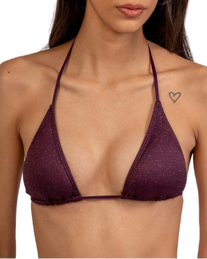 Nicole Shiny Guinda Pitas Top