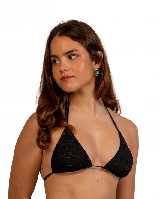 Nicole Shiny Negro Pitas Top