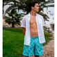 Short Hombre Palmas Turquesa